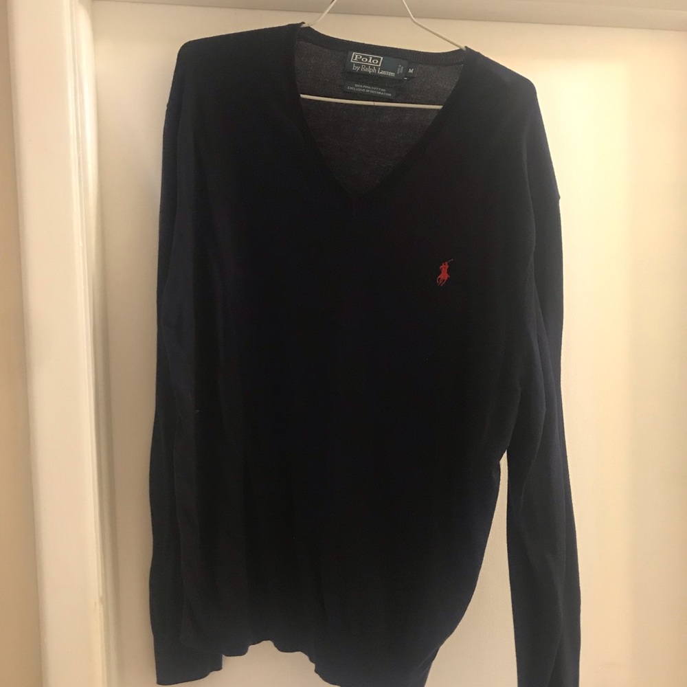 Polo navy V-neck sweater size medium